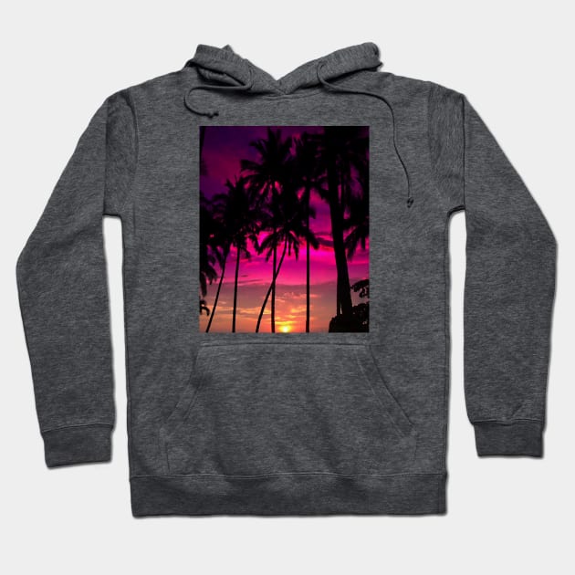 Palm Tree Sunset Horizon Digital Painting Hoodie by Glenn Landas Digital Art